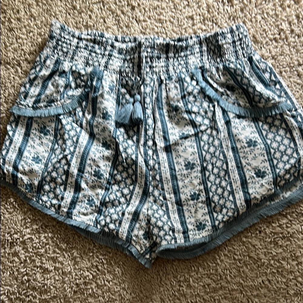 Blue Patterned Women's Shorts